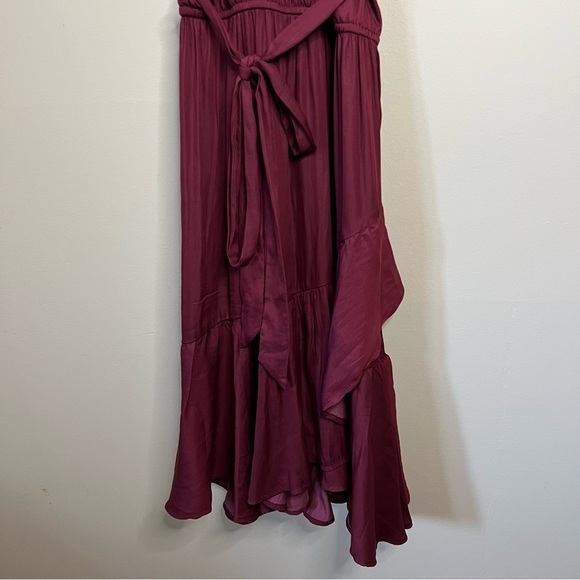 LOFT Garnet Red Flounce Midi Halter Dress Size Medium - Picture 13 of 16